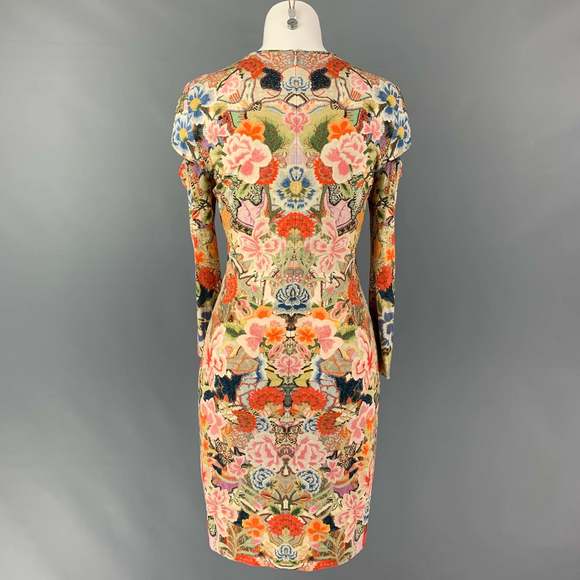 ALEXANDER MCQUEEN Multi-Color Rayon Blend Floral Long Sleeve Dress - Picture 3 of 6